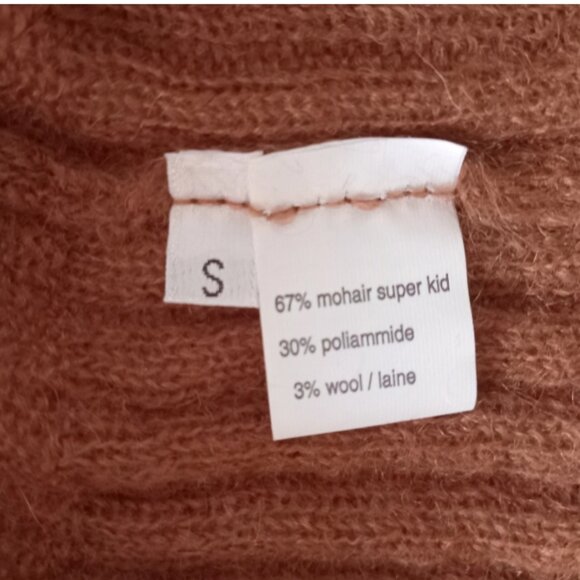 NWOT Women's Vintage Mohair Knit Sweater Burnt Orange Embroidered Italy Sz S - Picture 6 of 7